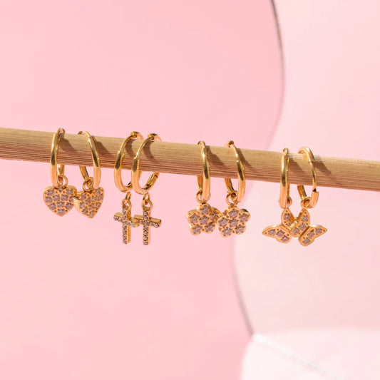 Waterproof Sparkling Huggies Earrings - Sunny Sunday