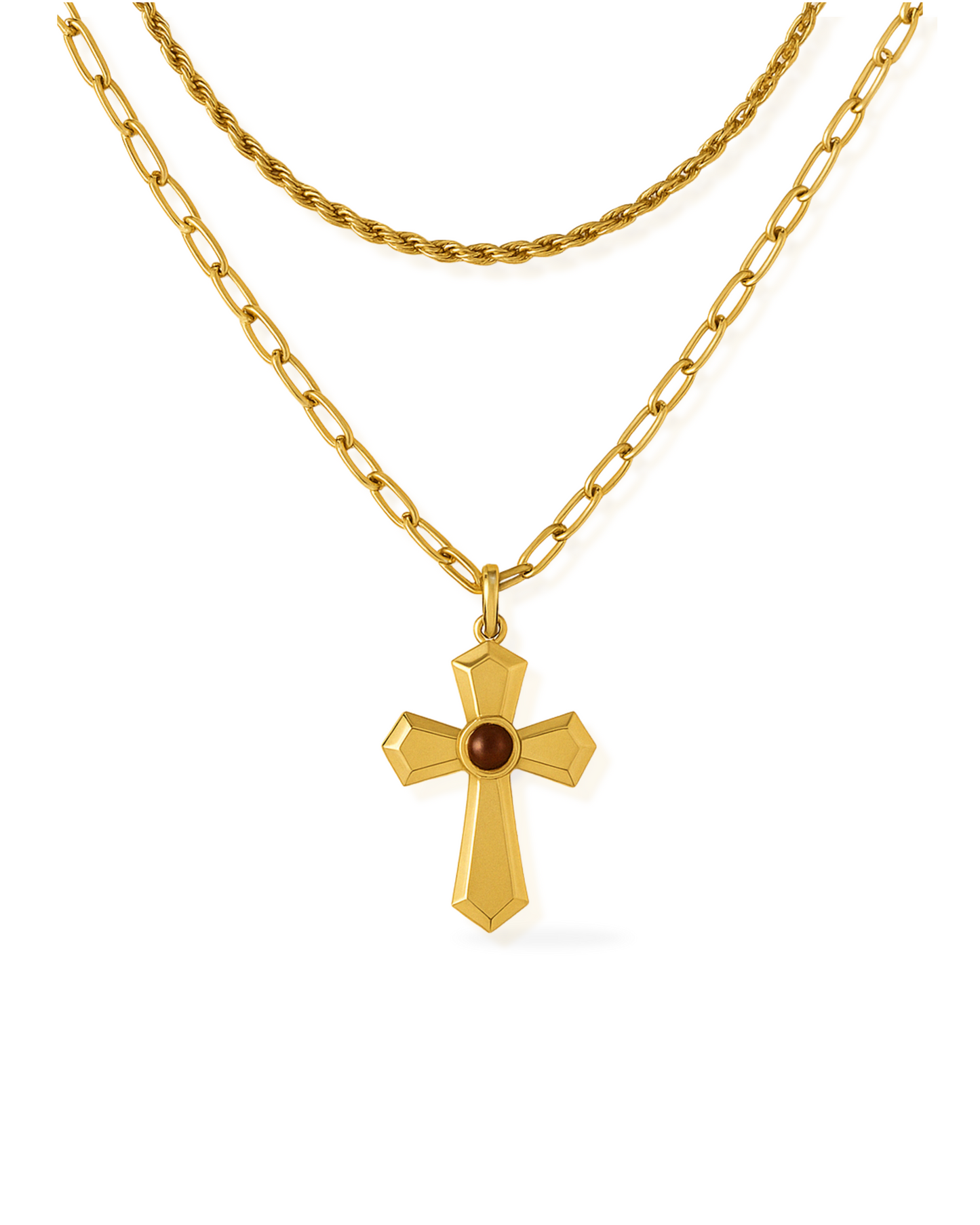 Collier Superposé à Croix