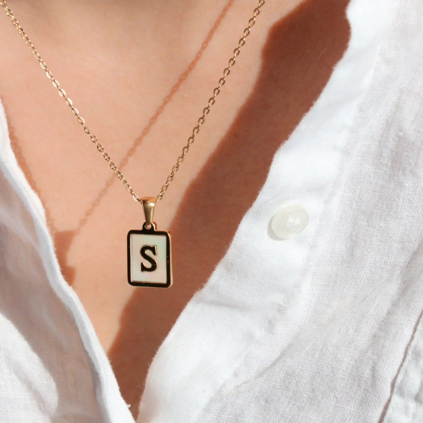 Waterproof White Marble Initial - Sunny Sunday