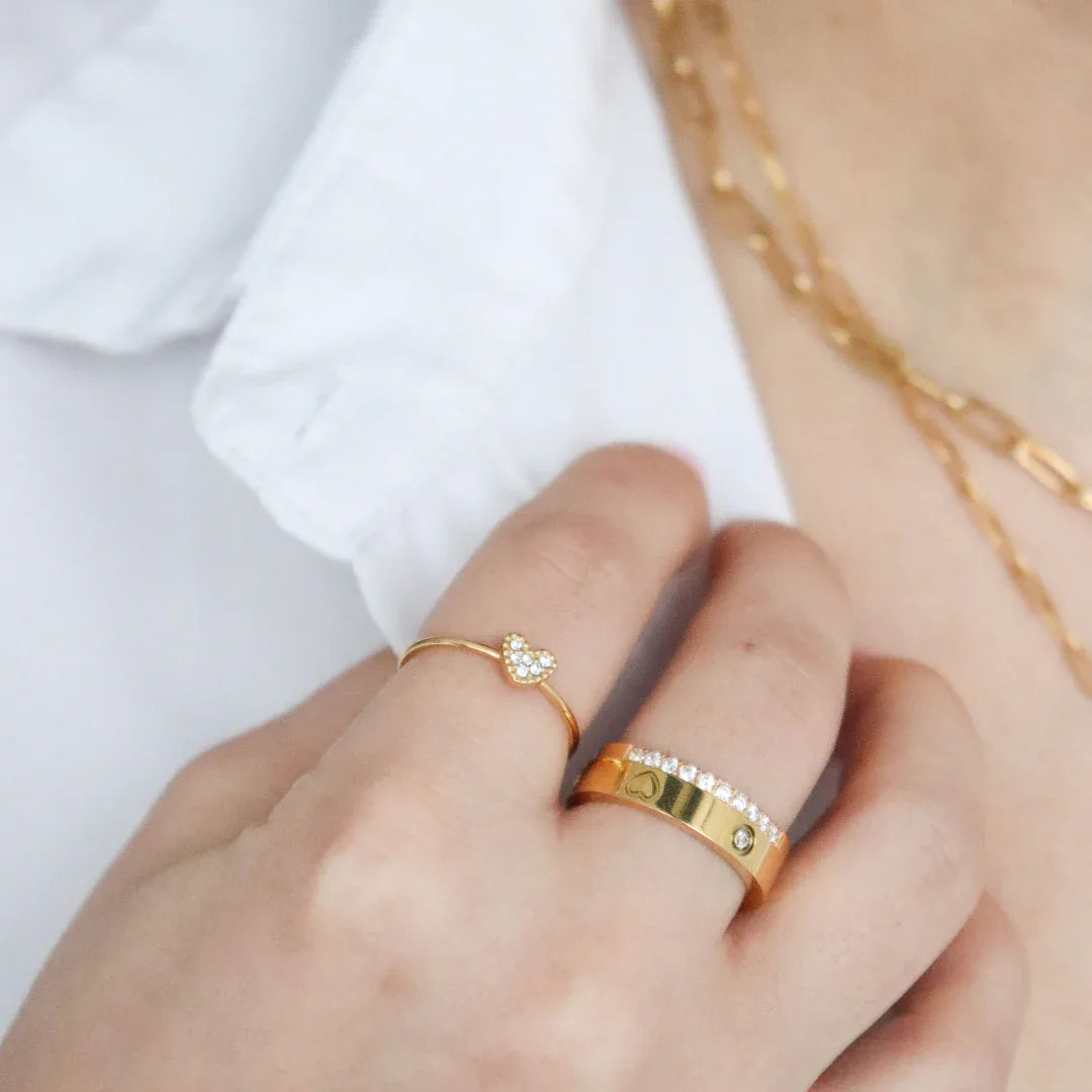 Waterproof Sparkling Heart Adjustable Ring - Sunny Sunday