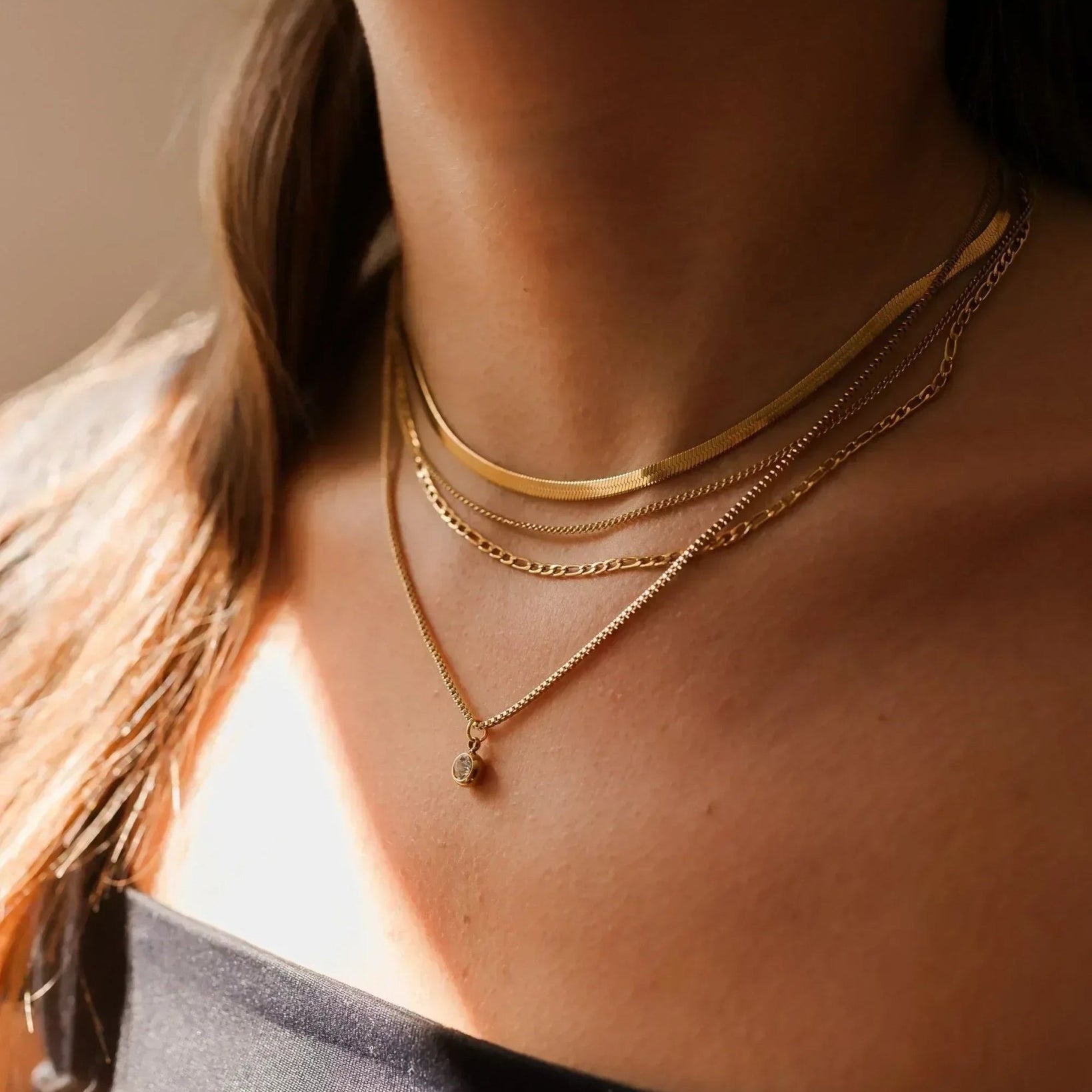 waterproof - Dainty Layered Necklace - Sunny Sunday