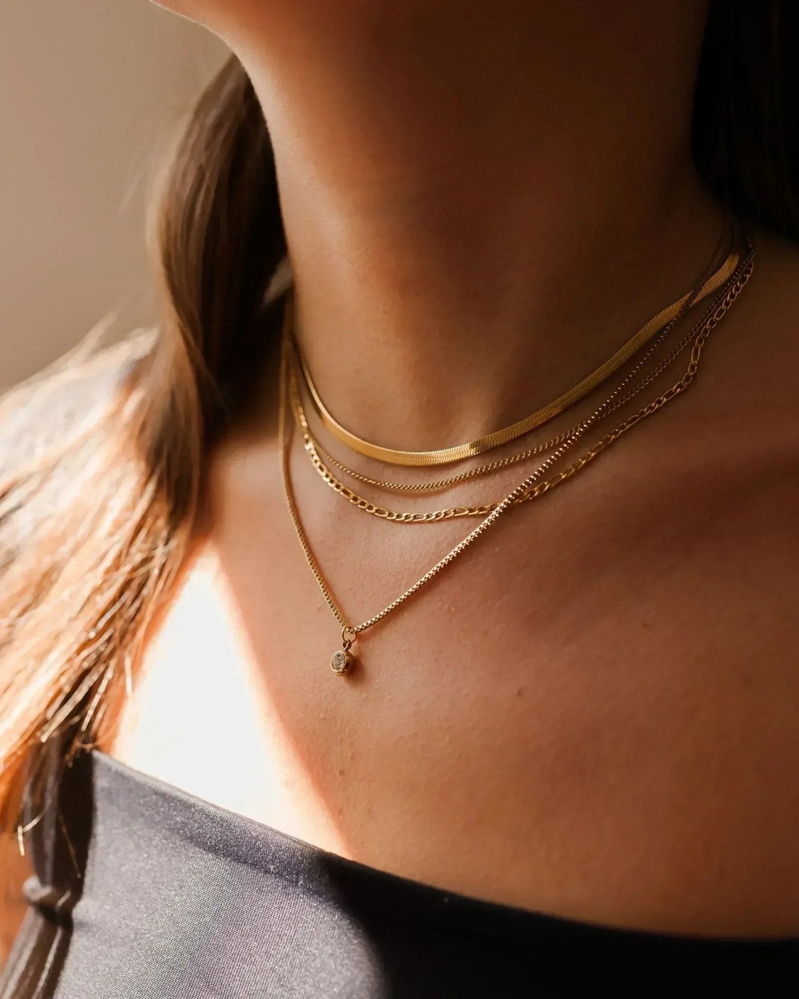 waterproof - Dainty Layered Necklace - Sunny Sunday