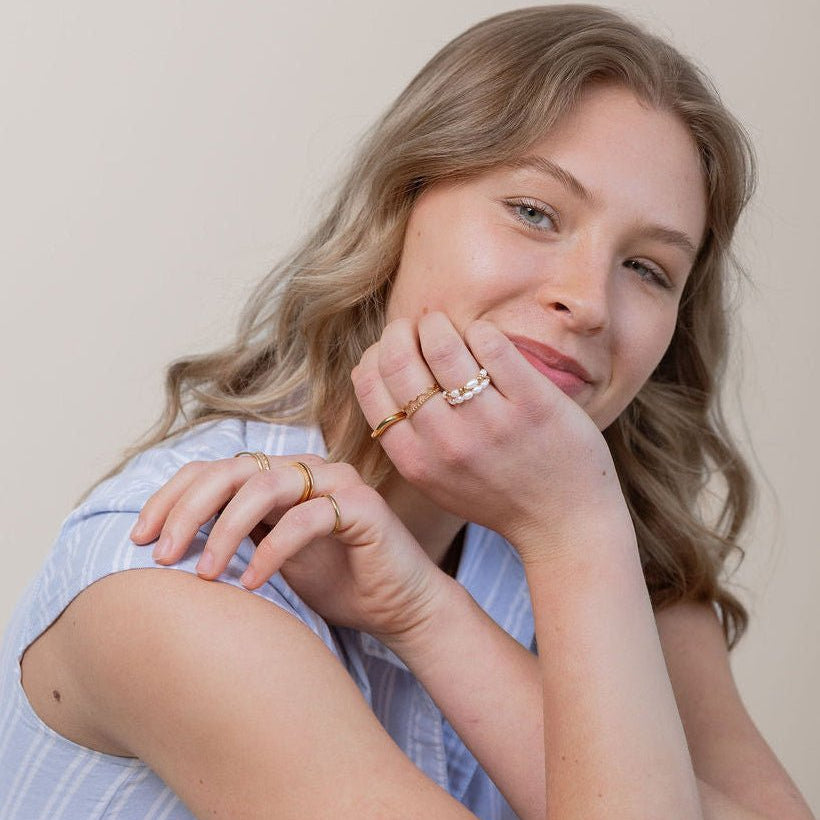 waterproof - Pearl Adjustable Ring - Sunny Sunday