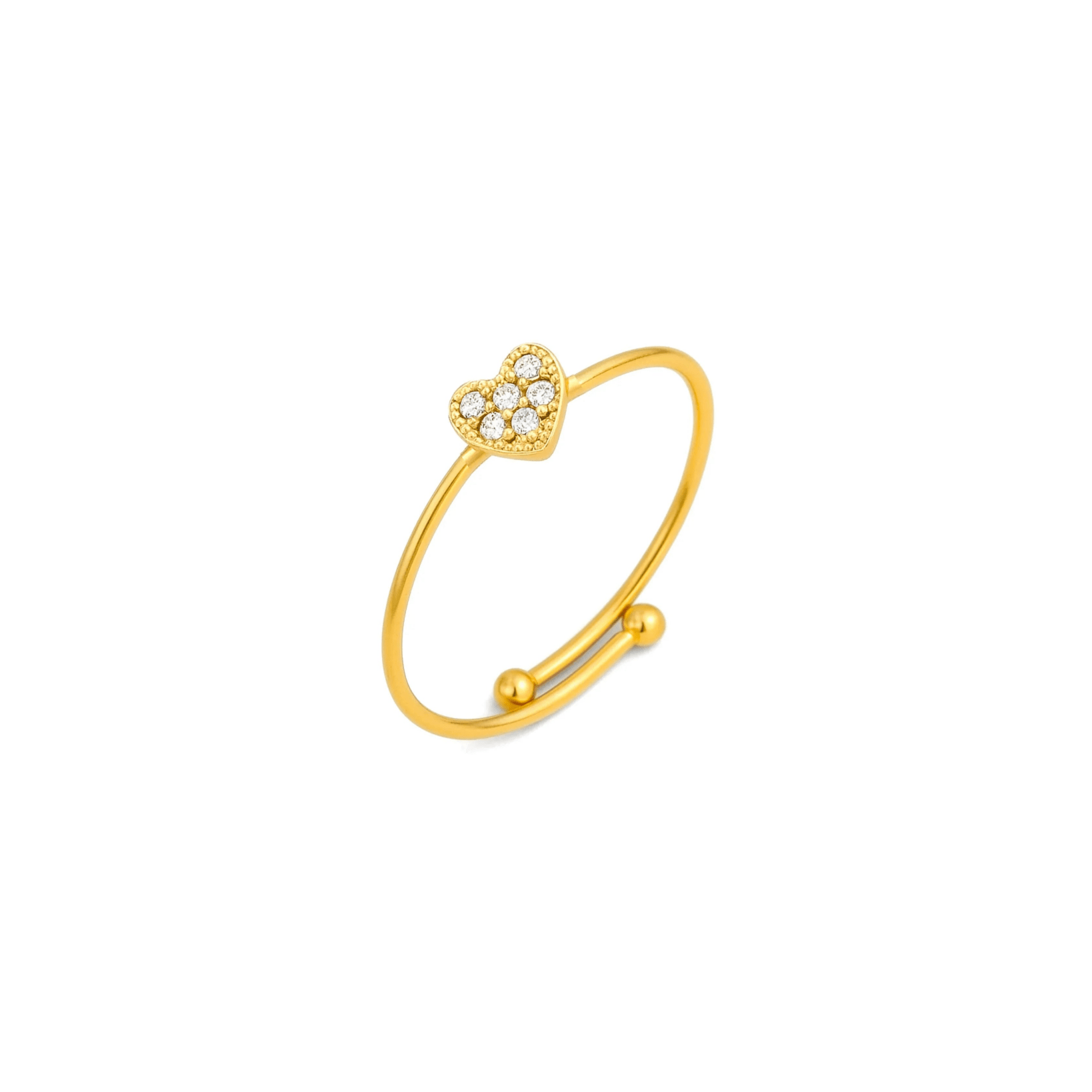 waterproof - Sparkling Heart Adjustable Ring - Sunny Sunday