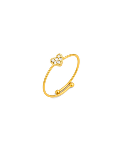 Sparkling Heart Adjustable Ring