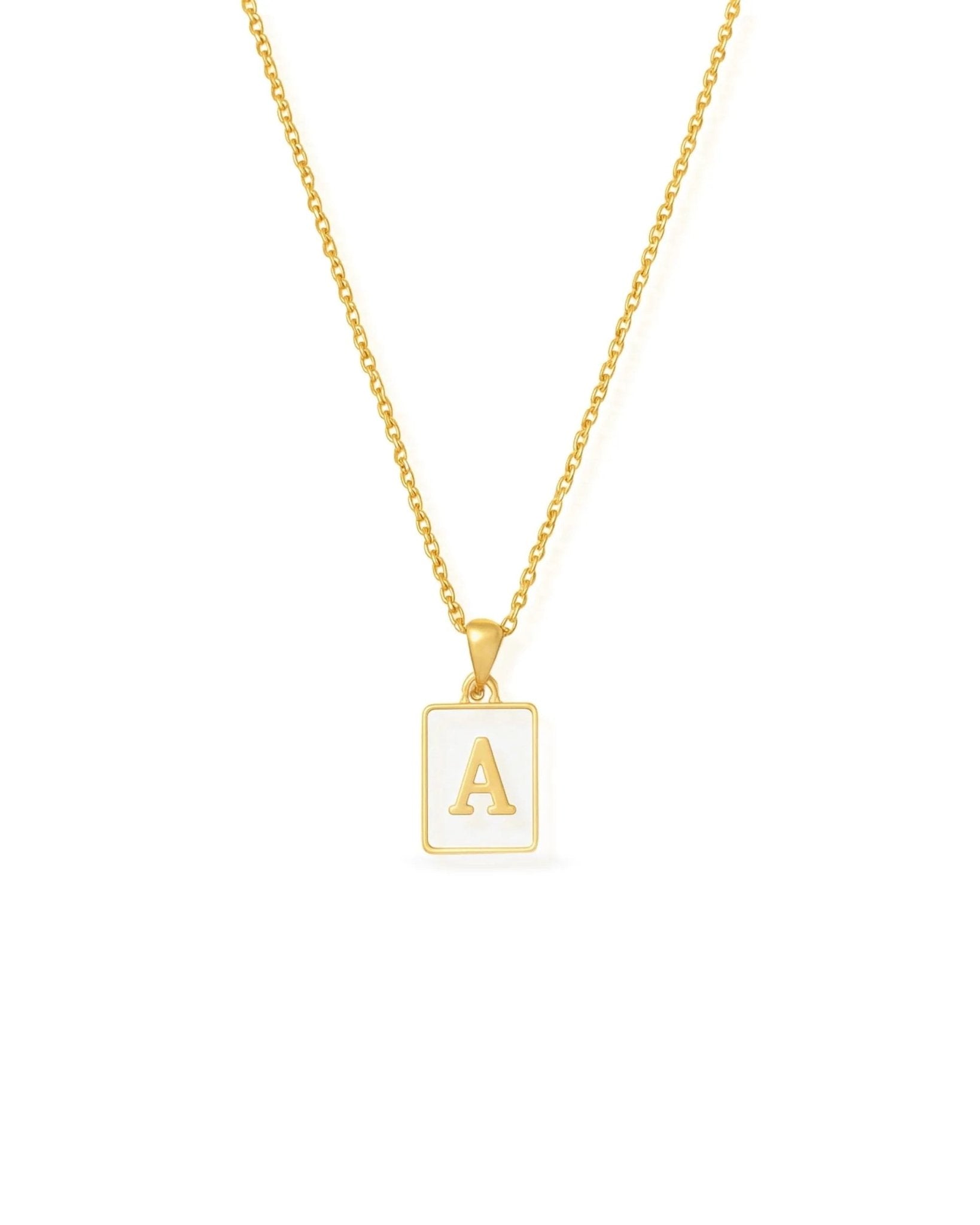 waterproof - White Marble Initial Necklace - Sunny Sunday