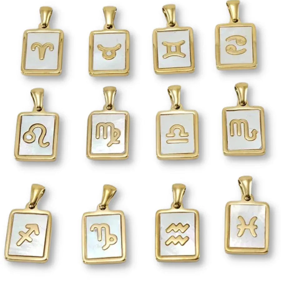 Waterproof White Marble Zodiac Necklace - Sunny Sunday